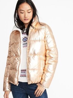 Metallic Gold Puffer Jacket NWOT